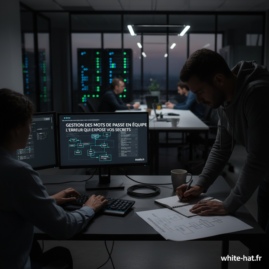 Open digital vault with sensitive data leaking out in a modern office environment