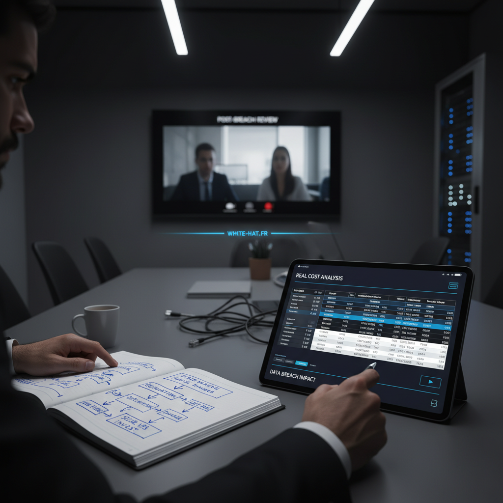 Server screens displaying security metrics and monitoring alerts