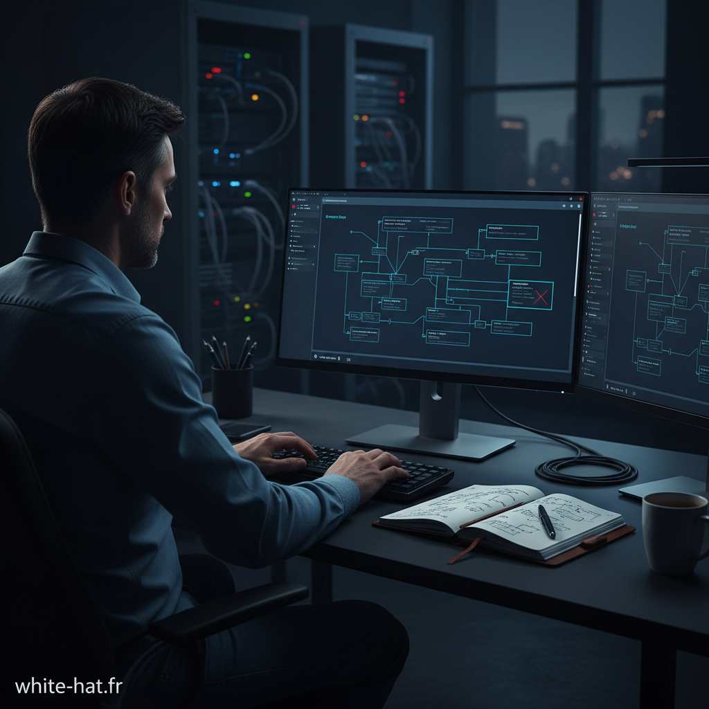 Monitoring screens displaying backup data with alert indicators in a modern server room